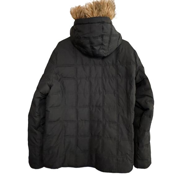 Gap Factory Black Quilted Outerwear Coat Removable Fur Hood XXL - Picture 8 of 9
